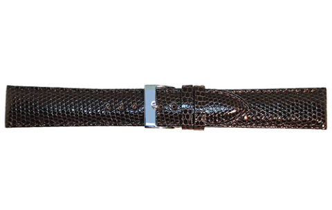 HC Horlogeband, 18mm - D.Bruin - Gevuld - met Stiksel - echt Hagedissenleer - 19589