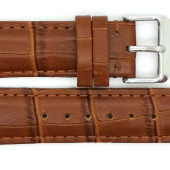 Horlogeband, 18mm - L.Bruin - Gevuld - met Stiksel - Alligator print - 19595