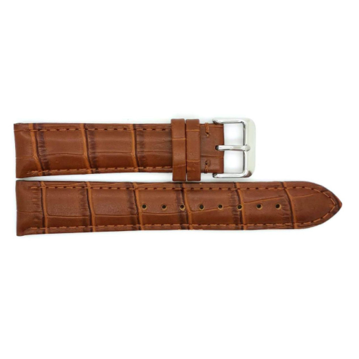 Horlogeband, 18mm - L.Bruin - Gevuld - met Stiksel - Alligator print - 19595 Horlogeband, 18mm - L.Bruin - Gevuld - met Stiksel - Alligator print - 19595