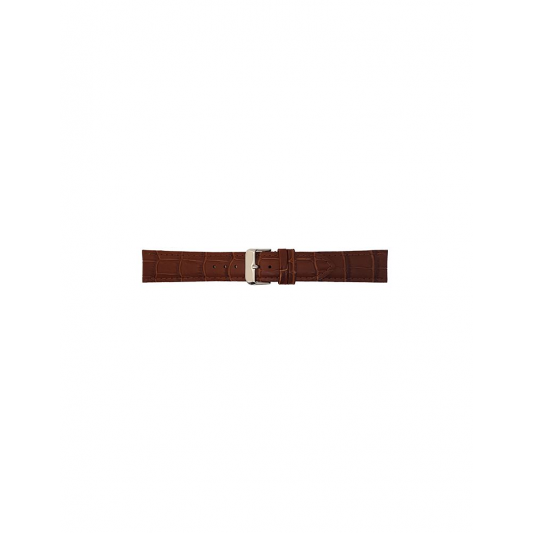 Horlogeband, 18mm - L.Bruin - Gevuld - met Stiksel - Alligator print - 19595 Horlogeband, 18mm - L.Bruin - Gevuld - met Stiksel - Alligator print - 19595