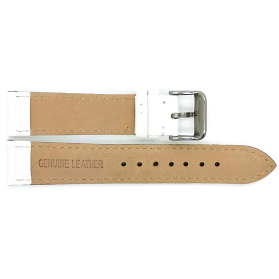 Horlogeband, 18mm - Wit - Gevuld - met Stiksel - Hagedis print - 19602