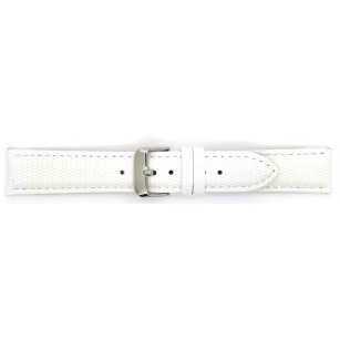 Horlogeband, 18mm - Wit - Gevuld - met Stiksel - Hagedis print - 19602