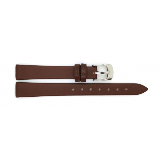 HC Horlogeband, 12mm - Bruin - Plat - echt Kalfsleer - 19680