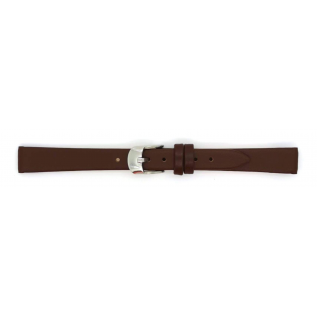 HC Horlogeband, 12mm - Bruin - Plat - echt Kalfsleer - 19680
