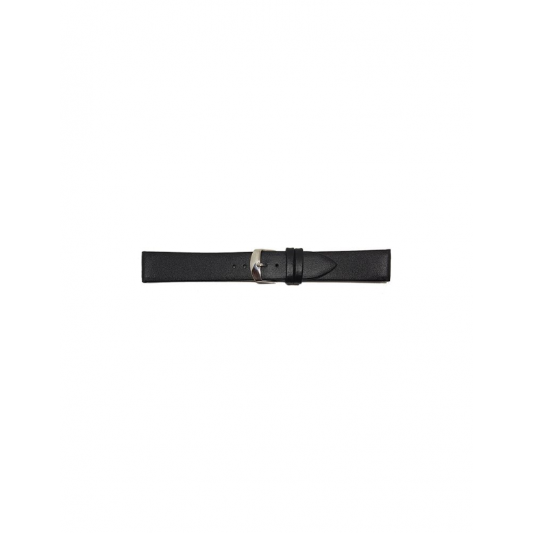 Horlogeband, 18mm - zwart - plat - echt Kalfsleer XL - 19681