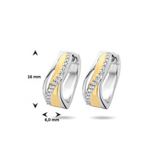 Oorringen, zilver verguld met zirconia (5x14m) - 19688