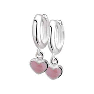 Oorringen, zilver met roze hart - 19695 Oorringen, zilver met roze hart - 19695
