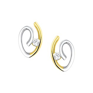 Oorknoppen, 14krt.goud met zirconia (9,5x6mm.) - 19692 Oorknoppen, 14krt.goud met zirconia (9,5x6mm.) - 19692