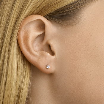 Oorknoppen, 14krt.witgoud met zirconia (3mm.) - 19741 Oorknoppen, 14krt.witgoud met zirconia (3mm.) - 19741