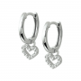 Oorringen, zilver met oorbedel hart m/zirconia (11x1,5mm.) - 19724