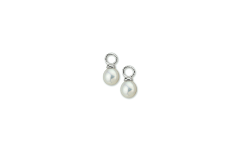 Oorbedels, zilver met zoetwaterparel (8x6mm.) - 19785