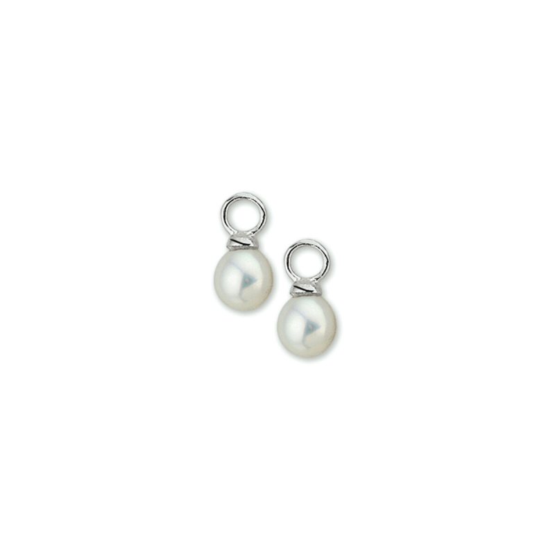 Oorbedels, zilver met zoetwaterparel (8x6mm.) - 19785 Oorbedels, zilver met zoetwaterparel (8x6mm.) - 19785