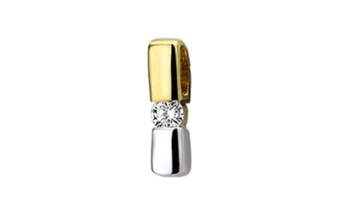 HC Hanger, 14krt.bicolour goud met diamant 0.07ct. (12,5mm.) - 19788