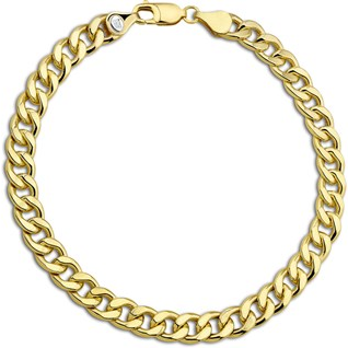 Armband, 14krt.goud met massief zilveren kern schakel 6,5 mm. (lengte: 21cm.) - 19792