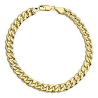 Armband, 14krt.goud met massief zilveren kern schakel 6,5 mm. (lengte: 21cm.) - 19792 Armband, 14krt.goud met massief zilveren kern schakel 6,5 mm. (lengte: 21cm.) - 19792