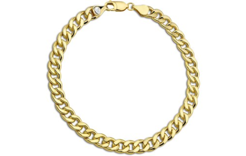 Armband, 14krt.goud met massief zilveren kern schakel 6,5 mm. (lengte: 21cm.) - 19792