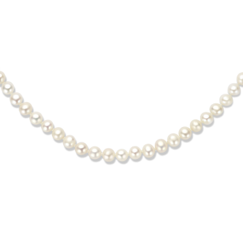 Collier, zoetwaterparel 5,5mm. m/zilveren sluiting (lengte: 42-46cm.) - 16651