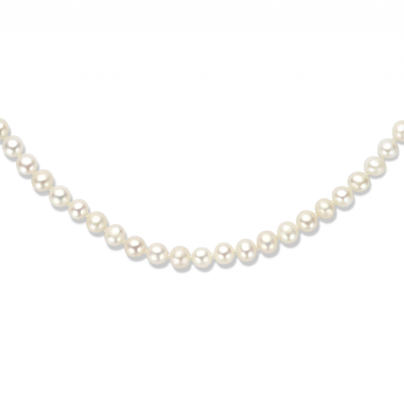Collier, zoetwaterparel 5,5mm. m/zilveren sluiting (lengte: 42-46cm.) - 16651