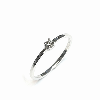 Ring, 14 krt. witgoud met diamant 0,05ct (maat 16,5) - 19855 Ring, 14 krt. witgoud met diamant 0,05ct (maat 16,5) - 19855