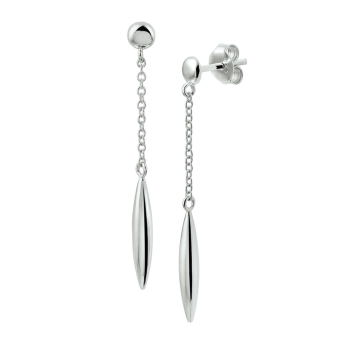 Oorhangers, zilver gerhodineerd met pegel (3,5cm.) - 19890