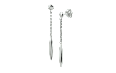 Oorhangers, zilver gerhodineerd met pegel (3,5cm.) - 19890