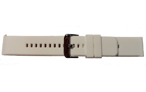 HC Horlogeband, Wit -18mm. - Flexibele Silicone bandmet RVS gesp. - 19897