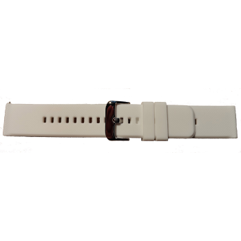 Horlogeband, Wit - 22mm. - Flexibele Silicone bandmet RVS gesp. - 19899