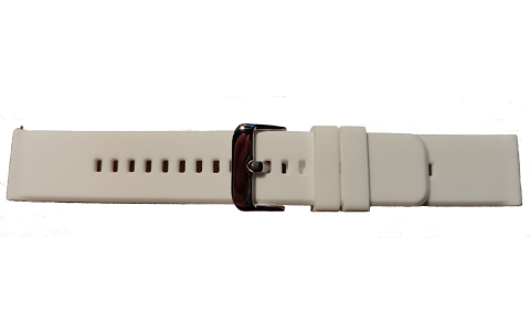 HC Horlogeband, Wit - 22mm. - Flexibele Silicone bandmet RVS gesp. - 19899