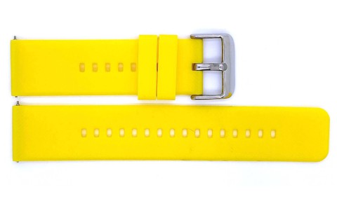 HC Horlogeband, Geel - 18mm. - Flexibele Silicone band met RVS gesp. - 19900
