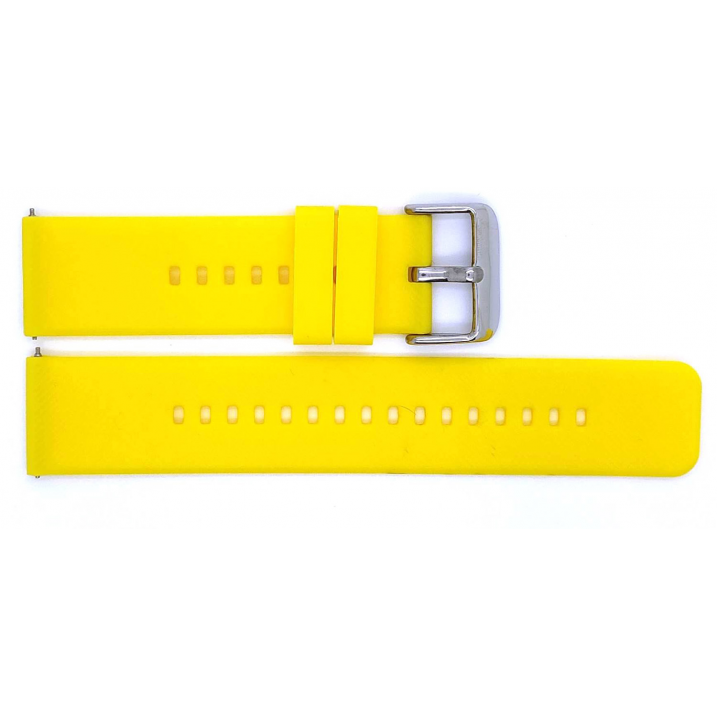 Horlogeband, Geel - 18mm. - Flexibele Silicone band met RVS gesp. - 19900