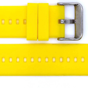 Horlogeband, Geel - 18mm. - Flexibele Silicone band met RVS gesp. - 19900