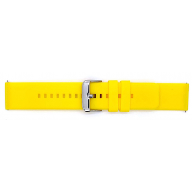 Horlogeband, Geel - 18mm. - Flexibele Silicone band met RVS gesp. - 19900