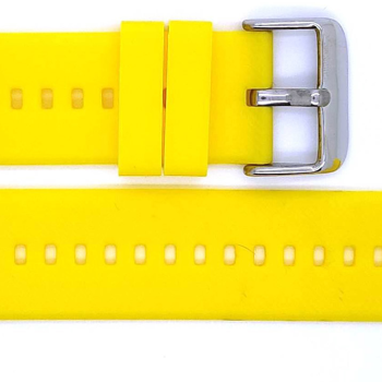 Horlogeband, Geel - 20mm. - Flexibele Silicone band met RVS gesp. - 19901