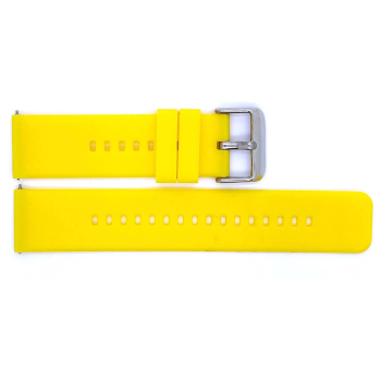Horlogeband, Geel - 20mm. - Flexibele Silicone band met RVS gesp. - 19901