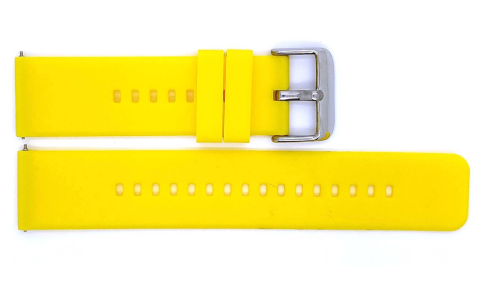 HC Horlogeband, Geel - 22mm. - Flexibele Silicone band met RVS gesp. - 19902