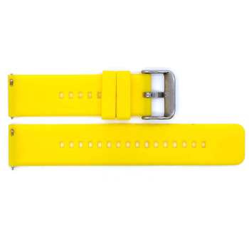 Horlogeband, Geel - 22mm. - Flexibele Silicone band met RVS gesp. - 19902