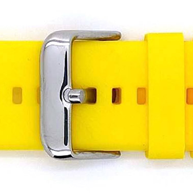 Horlogeband, Geel - 22mm. - Flexibele Silicone band met RVS gesp. - 19902