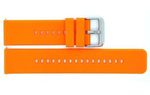 HC Horlogeband, Oranje - 20mm. - Flexibele Silicone band met RVS gesp. - 19904