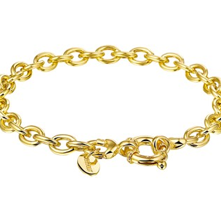 Armband, 14krt.goud met massief zilveren kern schakel 6 mm. (lengte: 18,5cm.) - 19987