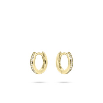 Oorringen, zilver geel verguld met zirconia (2x12mm.) - 20122 Oorringen, zilver geel verguld met zirconia (2x12mm.) - 20122
