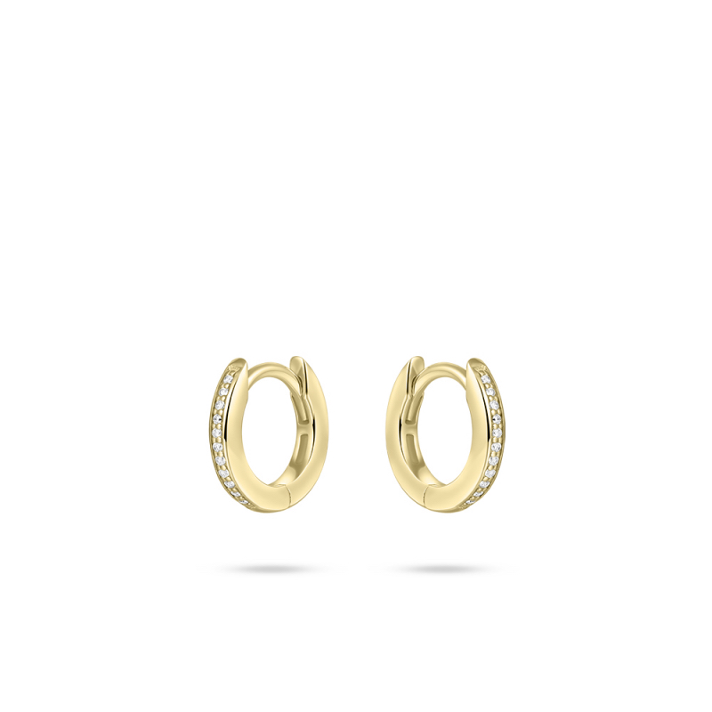 Oorringen, zilver geel verguld met zirconia (2x12mm.) - 20122