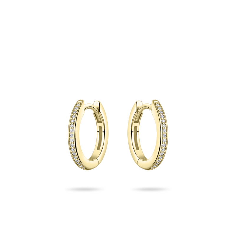 Oorringen, zilver geel verguld met zirconia (2x15m) - 20123