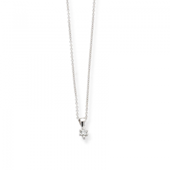 Collier, 14krt.witgoud met diamant 0,03ct  (lengte verstelbaar: 42-45cm.) - 20226