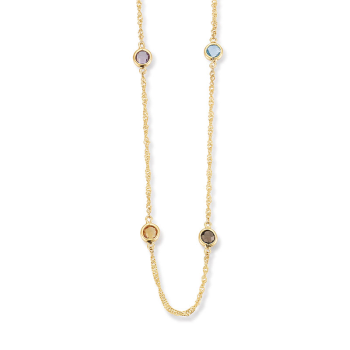 Collier, 14krt.goud met amethist-topaas-citrien-rookkwarts (lengte: 40-42cm.) - 20232