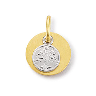 Hanger, 14krt.bicolour goud graveerplaatje levensboom (10mm.) - 20234 Hanger, 14krt.bicolour goud graveerplaatje levensboom (10mm.) - 20234