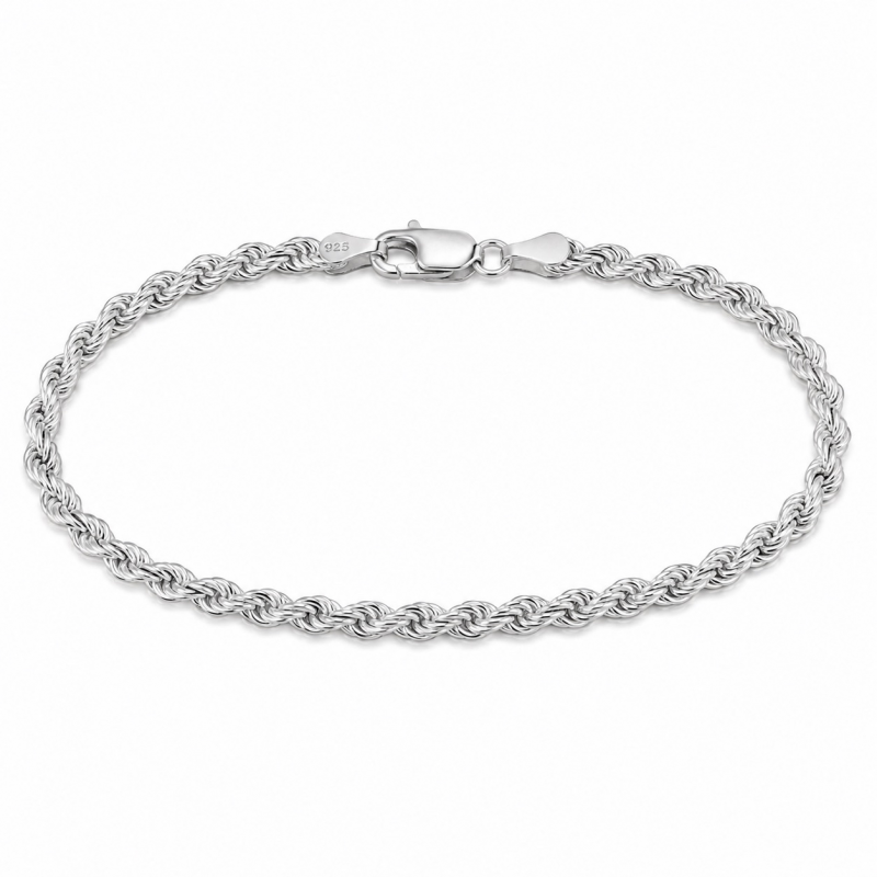 Armband, zilver koordschakel 3mm. (lengte: 18cm.) - 16762