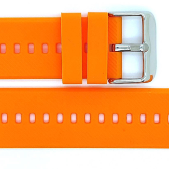 Horlogeband, Oranje - 22mm. - Flexibele Silicone band met RVS gesp. - 19905