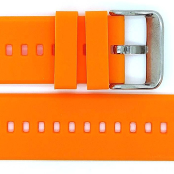 Horlogeband, Oranje - 22mm. - Flexibele Silicone band met RVS gesp. - 19905 Horlogeband, Oranje - 22mm. - Flexibele Silicone band met RVS gesp. - 19905