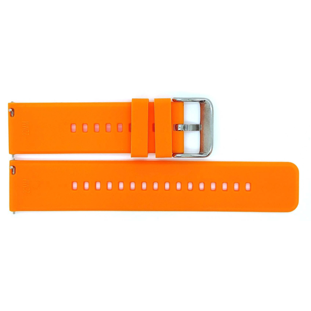 Horlogeband, Oranje - 22mm. - Flexibele Silicone band met RVS gesp. - 19905
