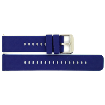 Horlogeband, Navy Blue - 20mm. - Flexibele Silicone band met RVS gesp. - 19907
